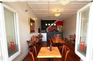 View into restaurant from the street